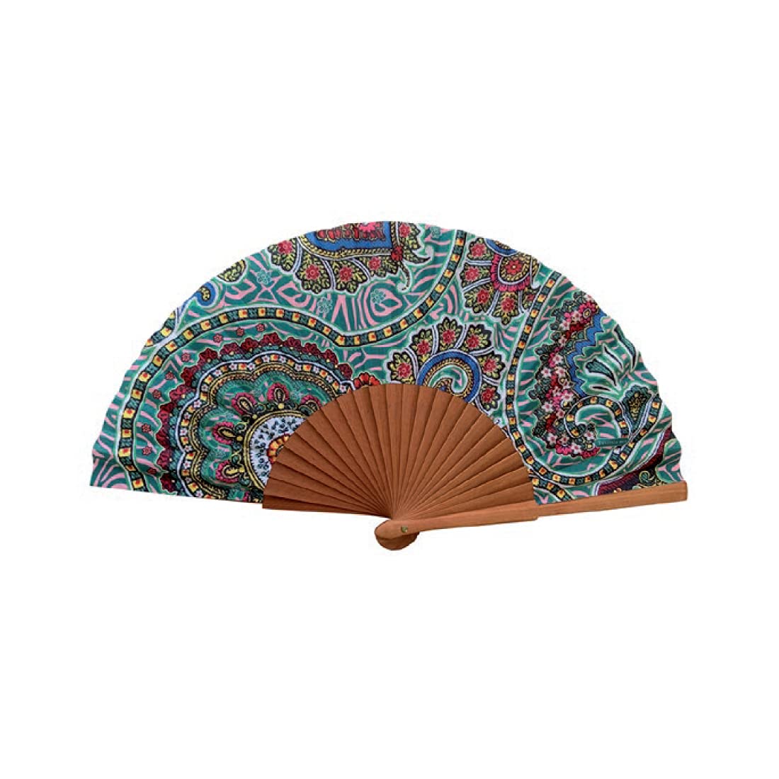 Hiszpański wentylator - Drewno i bawełna - 23 cm - Etui i pokrowiec jutowy - Modny dodatek - Ręcznie robione w Hiszpanii - Wydarzenia i prezenty - Kolekcja Geometria - Tusitala Barcelona, Powietrze