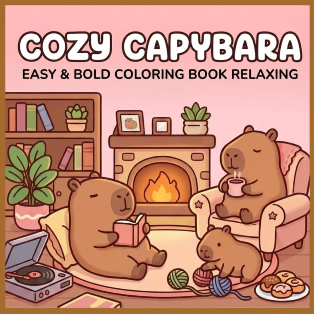 Cozy Capybara Moments Kawaii Capibara:: Cute Easy&Bold Coloring Book Bold Simple Designs For Kids and Adults Relaxing Stress Relief Coloring Pages