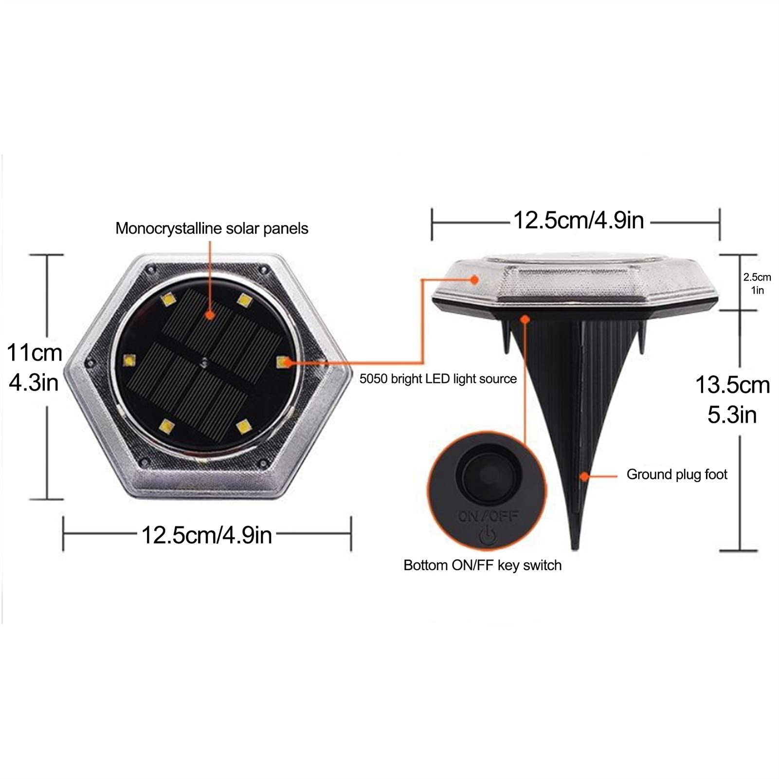 8 Packungen Solar-Bodenleuchten for den Außenbereich, wasserdichte Solar-Gartenscheibenleuchten, 12 LED-Leuchten for Wege, Landschaften, Gehwege Lampen (Color : B)