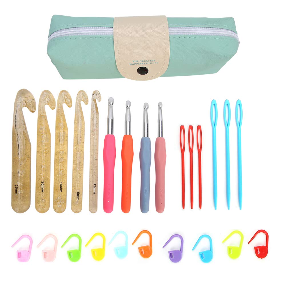 Respicefinem Crochet Set Crystal Crochets and TPR Soft Handle Crochets DIY Knitting Tools Sweater Needle Knitting Accessories with Multiple Sizes for Comfortable Use and Beautiful