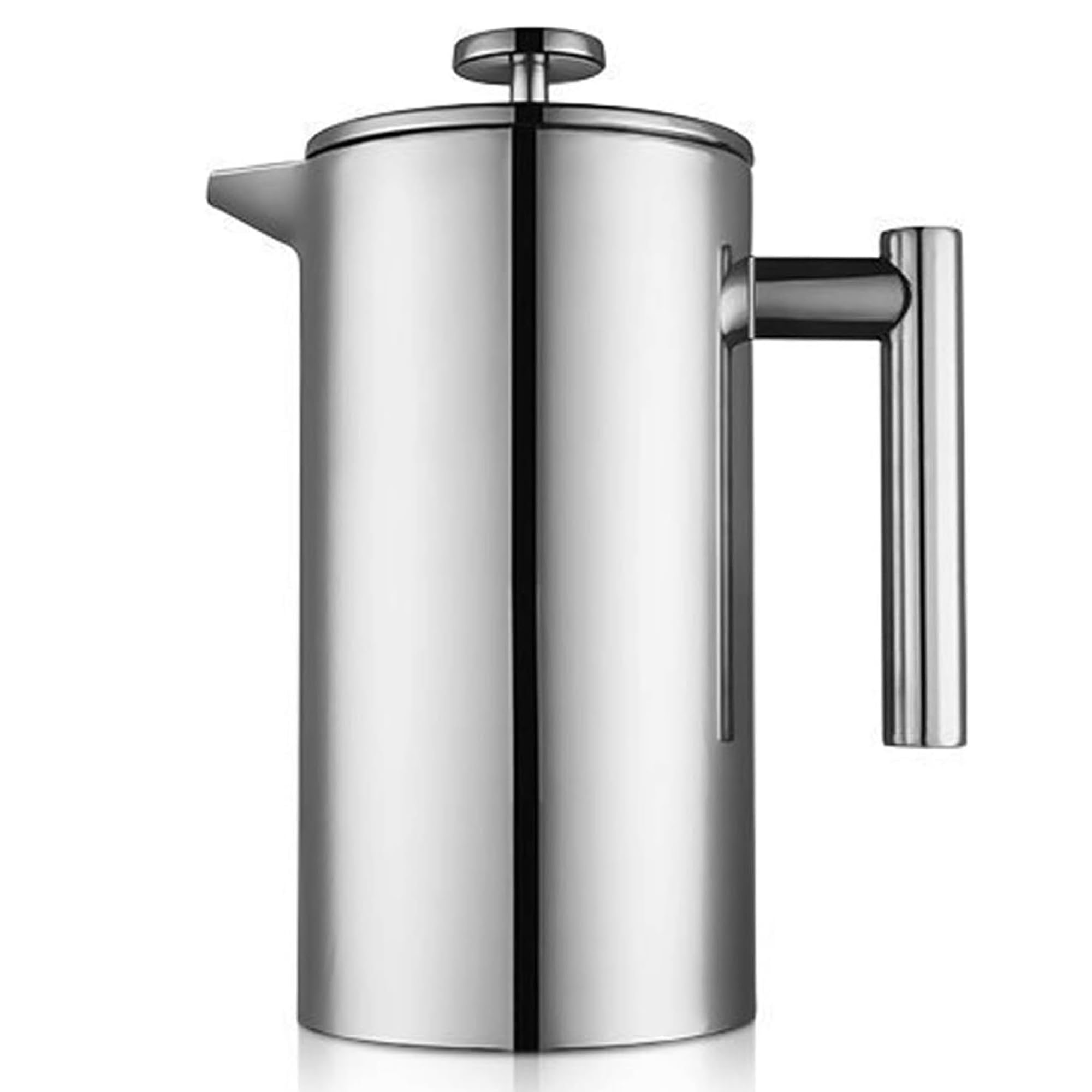 Stainless Steel French Press Coffee Maker 1500ml, Double-Wall Insulated Large French Coffee Press for travel camping，Large Capacity, （50oz, Silver）