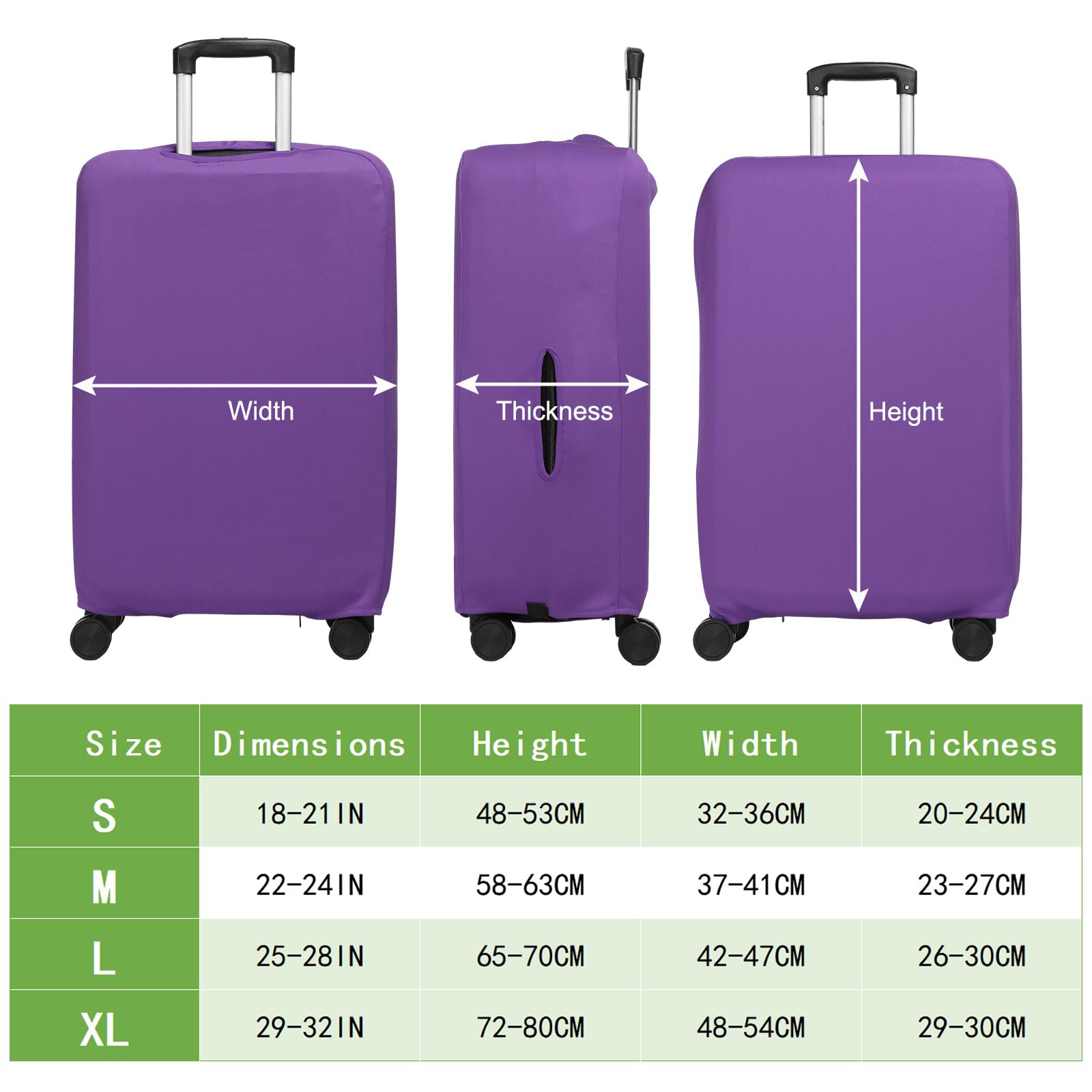 PATIKIL Copertura per bagagli, copertura elastica per valigie, lavabile, antigraffio, adatta per bagagli da 45,7 a 53,3 cm, per viaggi di lavoro, viola, Viola, 18-21 inch, moderno