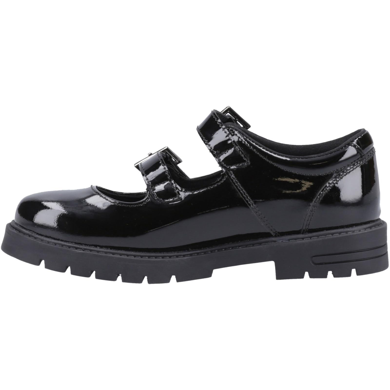 Hush Puppies (3 (Adults'), ) Ella Patent Senior Girls Buckle School Shoes Black