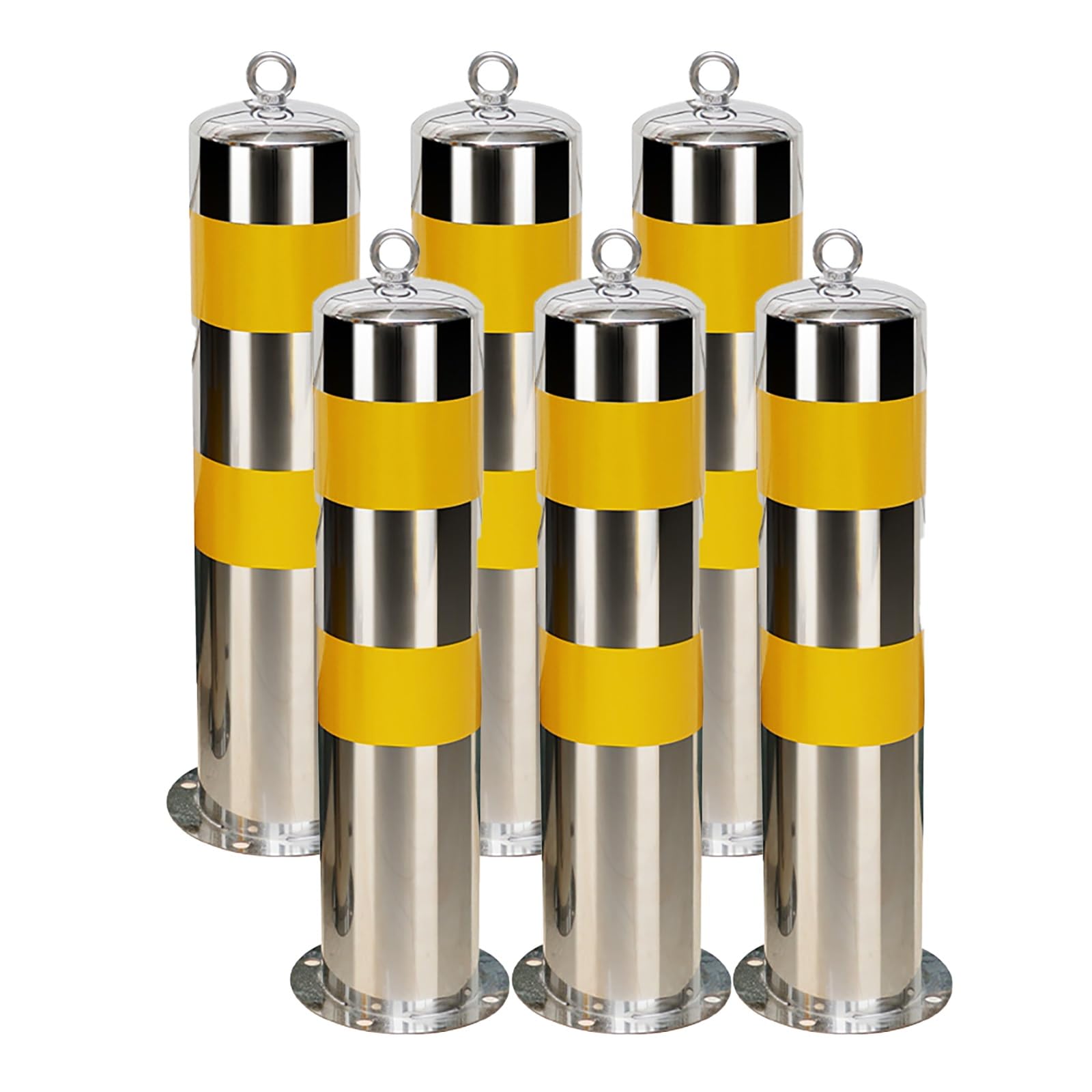 HCZKIUJY Parking Bollard with Reflective Tape - Durable Safety Barrier for Driveways and Traffic Control - Includes Anchor Bolts (6pcs)