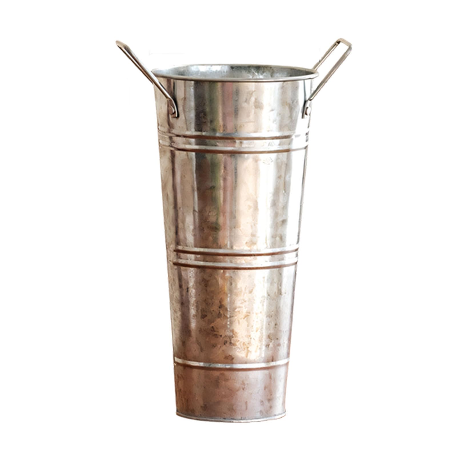 Galvanized Flower Bucket with Handle Tin Metal Vases for Flower Farmhouse Decorative Flowers Bucket Tin Flowers Holder Galvanized Metal Vases