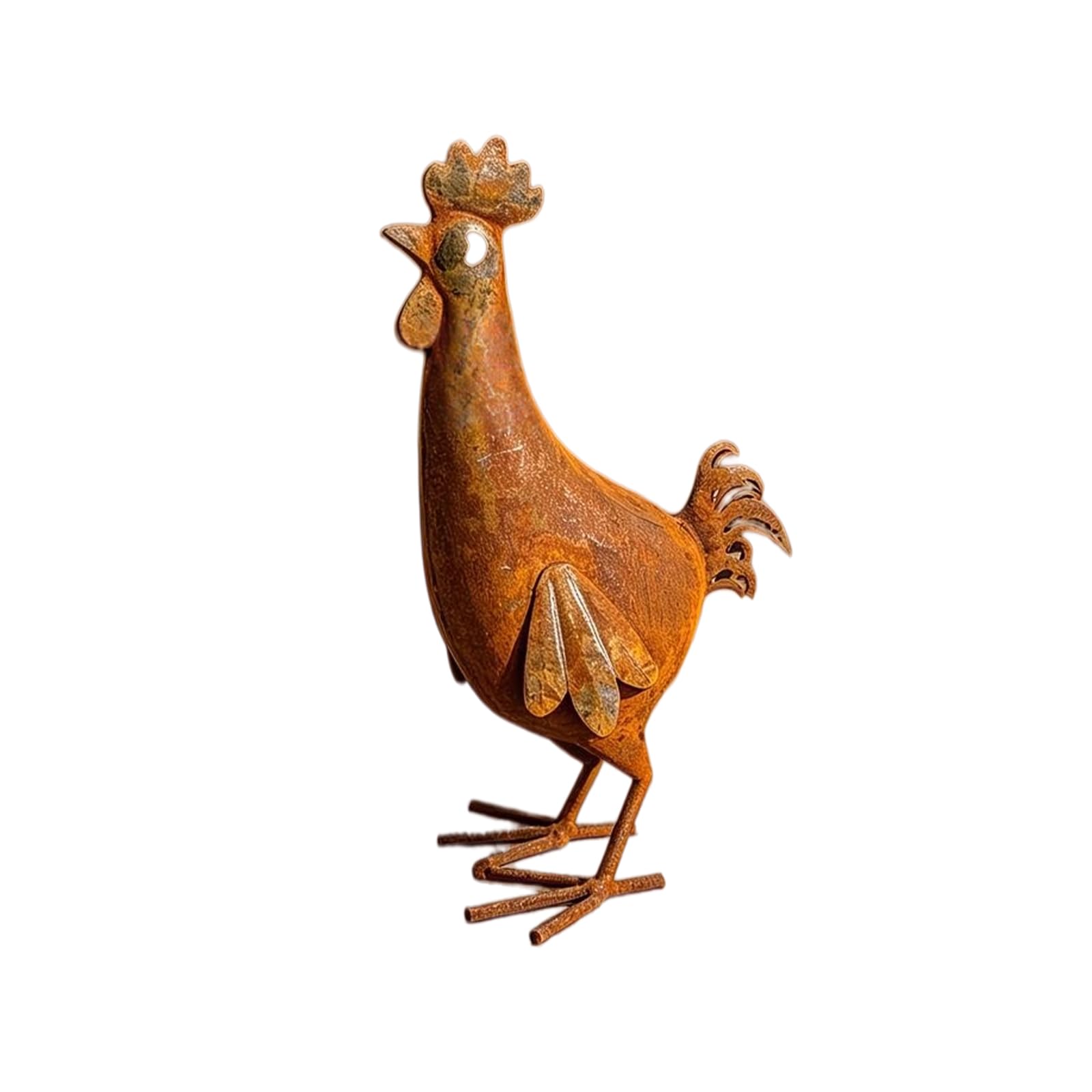 Metal Yard Rooster Ornament Farmhouse Garden Statue, Vintage Iron Freestanding Decor in 5.1 X 9.8 in Size for Flower Bed, Porch and Walkway Display Chicken Sculptures Metal Rooster Garden Statue Iron