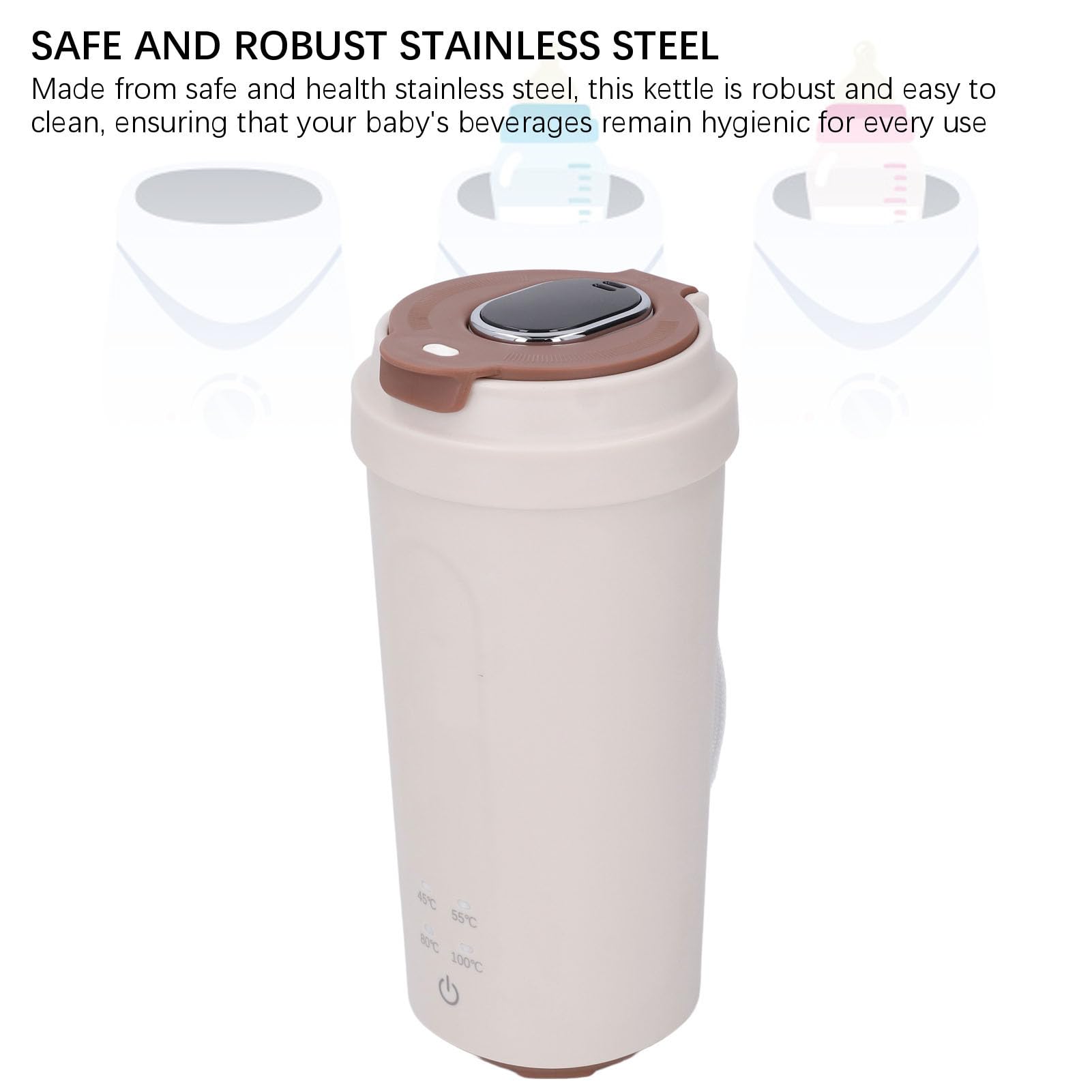 Hervidor Eléctrico Portátil de 500 Ml, de Acero Inoxidable, Recargable, 300 W, Hervidor de Viaje de Ebullición Rápida con Batería de 5000 MAh para té, café, Leche, Camping Al Aire Libre,