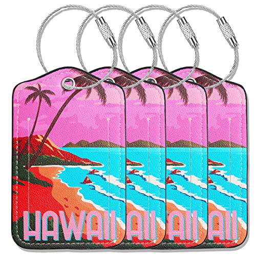 XioioiX Travel Tags for Luggage-Bright Cruise Luggage Tags for Carnival Cruise Ship Cute Hawaii Luggage Tag 4 Pack Cruise Must Haves