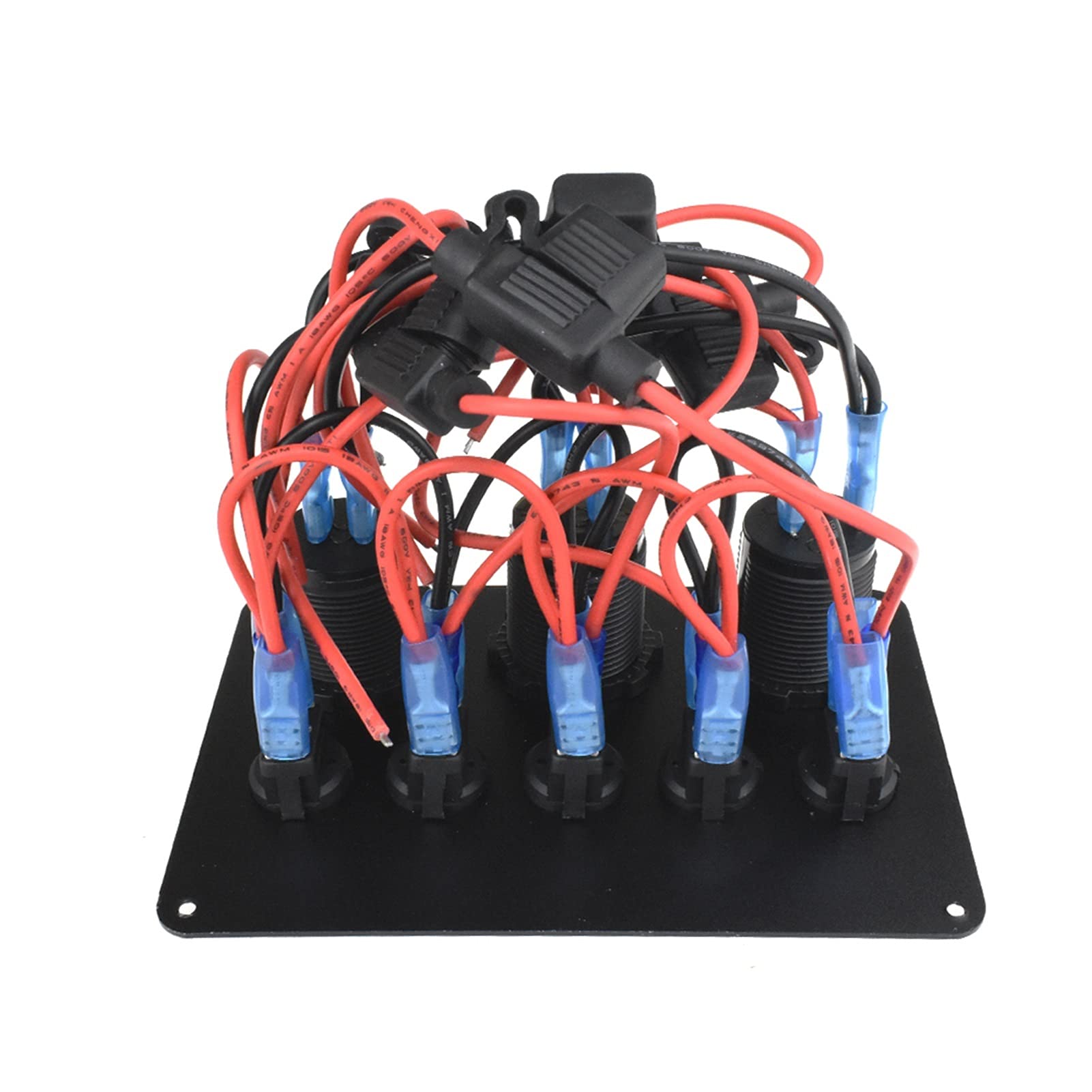 INEOUT 5 panel de interruptores de bote de pandillas Panel de interruptores de automóviles impermeable voltímetro digital dual USB Port 12V Outlet Combinación Marine DIRIGIÓ Balancín (Color : Green)