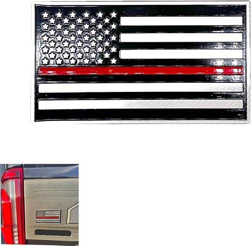 Cobra-Tek 3D Thin Red Line Flag Emblem Fire Fighter First Responder Badge Decal Sticker USA American Flag