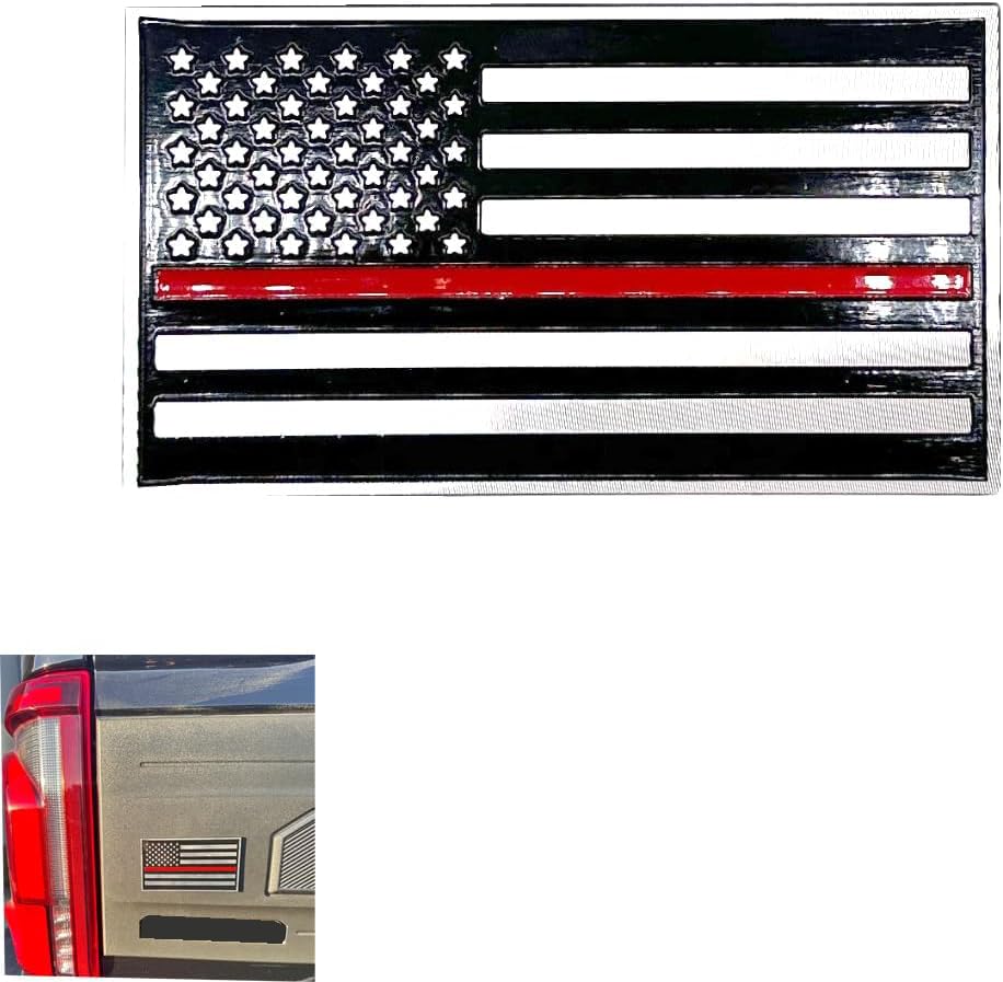 Cobra-Tek 3D Thin Red Line Flag Emblem Fire Fighter First Responder Badge Decal Sticker USA American Flag