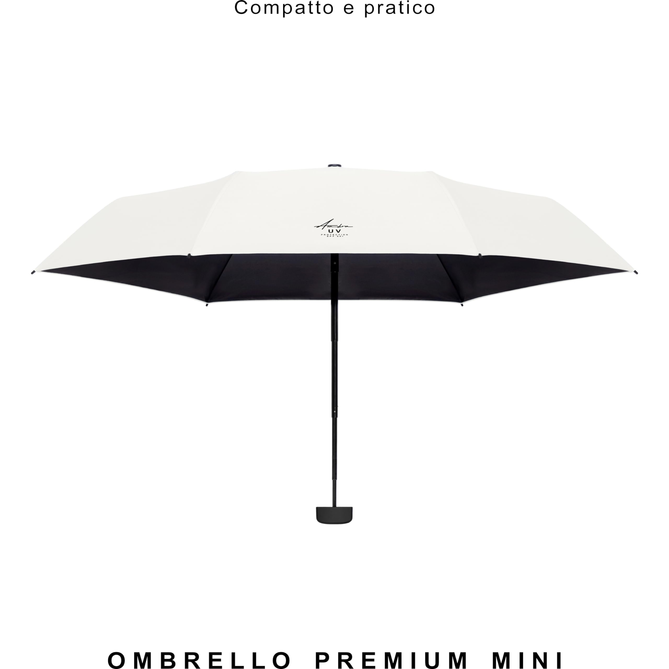 Ambra UV: Ombrello con protezione UV. Mini ombrello pieghevole antivento per pioggia e sole. 220 g 18 x 5 cm