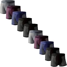 Men's Breathable Boxer Briefs with Mesh Panels, Ultra Breathable Quick-Dry Men's Ice Silk Underwear,10-Pack
