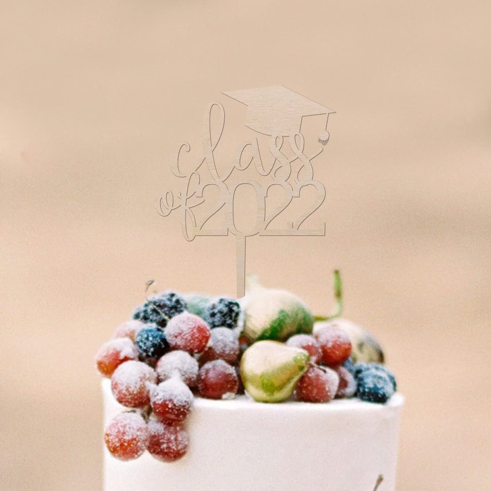 Topper Per Torta Congrats Grad 2023 Con Glitter E Berretto - Decorazione Per Feste Di Laurea In Blu