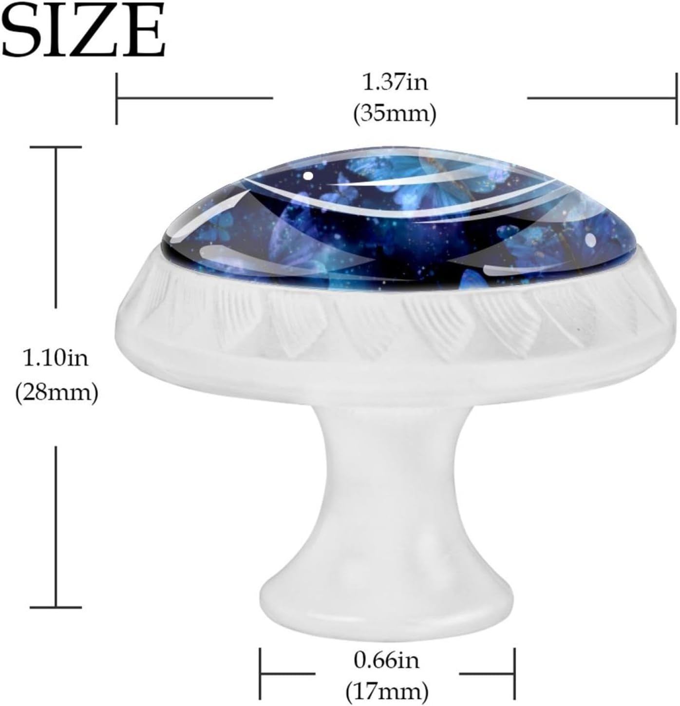 Galaxy Blue Butterfly Crystal Glass Decorative Cabinet Knobs, Premium Drawer Pulls with Screws for Kitchen Cabinet Bathroom Dresser Wardrobe