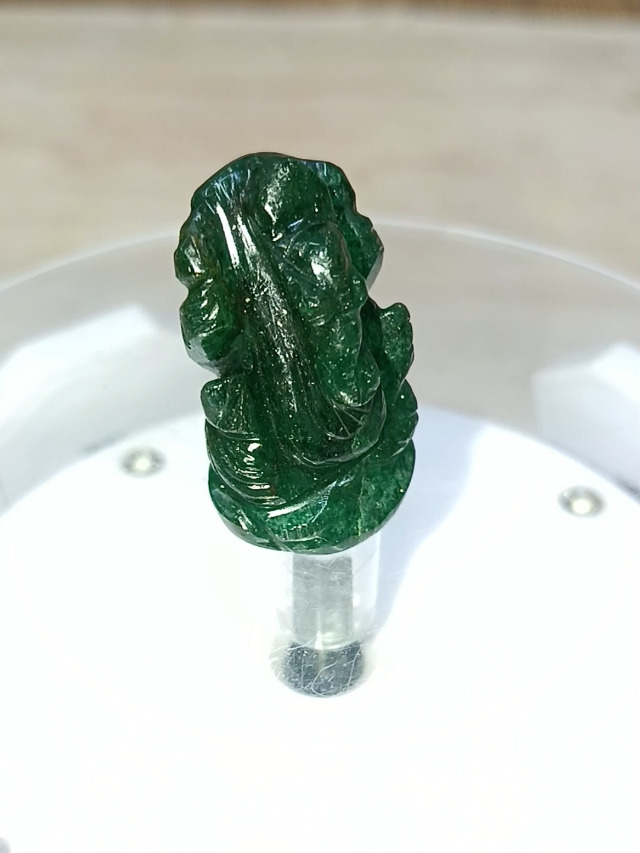 Estatua de Ganesha Natural Piedra Verde Aventurina 1.5 pulg miniatura 7