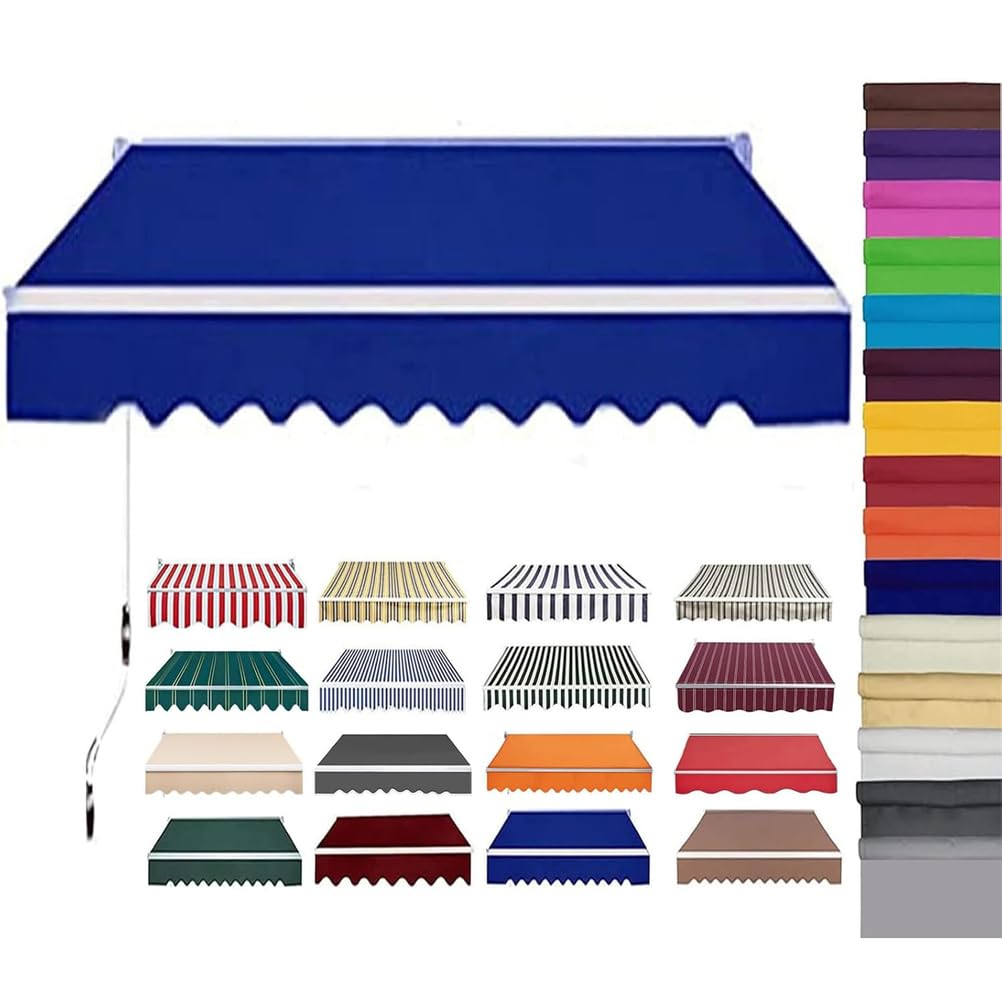 Retractable Patio Awning Fabric Replacement Waterproof Polyester Shade Cover Outdoor Sunshade Awning Cover Canopy Canvas for Yard Deck Balcony,without Frame,07,(13x10ft) 4x3m