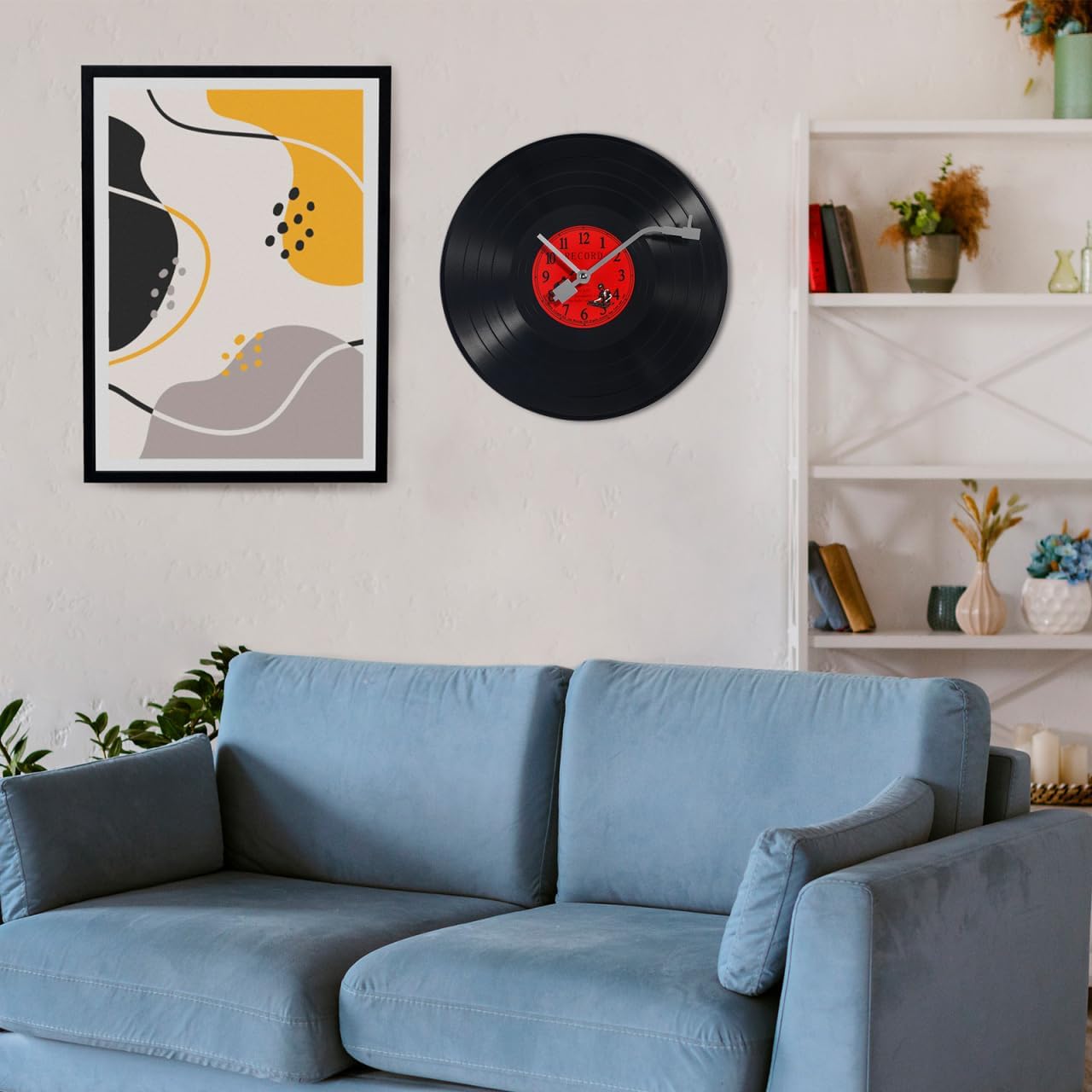 Vinyl Record Wall Clock 11.81 Inch Retro Musical Black Vinyl Clock Decorative Hanging Wall for Home Office Living Room Silent Quartz Movement