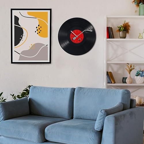 Miniatura 2 de Reloj de disco de vinilo con música de 12 pulgadas, reloj de disco de vinilo musical clásico con aguja de registro, reloj de pared decorativo para
