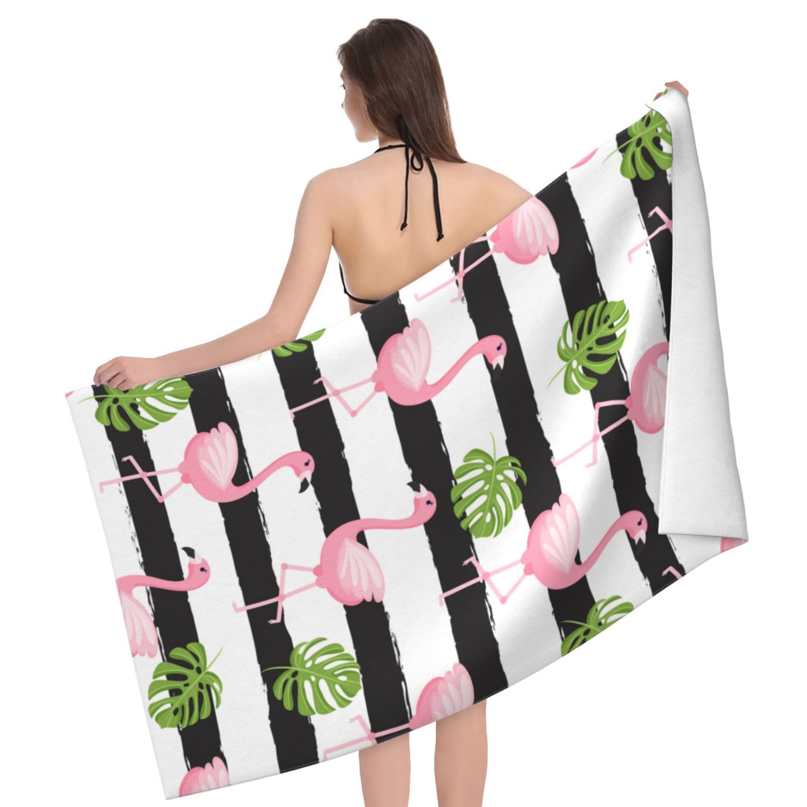 Cromcu Oversized Flamingo Beach Towel 32"x52" - Microfiber, Quick-Dry, Sand-Free Pool & Bath Towel For Adults & Travel - View #3
