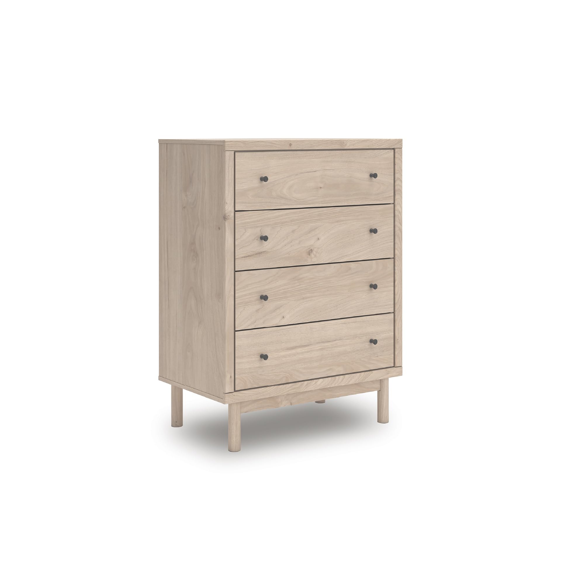 Signature Design by Ashley Birkmore Chest of Drawers, 4 Drawer Dresser for Bedroom, Quick 10-Minute Assembly, Smooth Light Oak Wood Finish, Tan