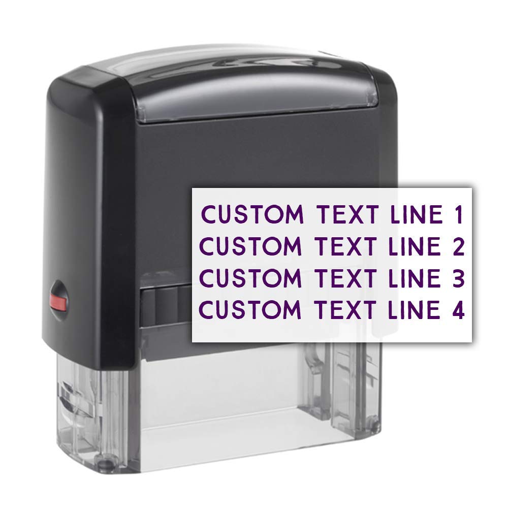 Custom Font Self Inking Address Stamp | 1-4 Lines | Ink Refill Available (4 Line with Ink)