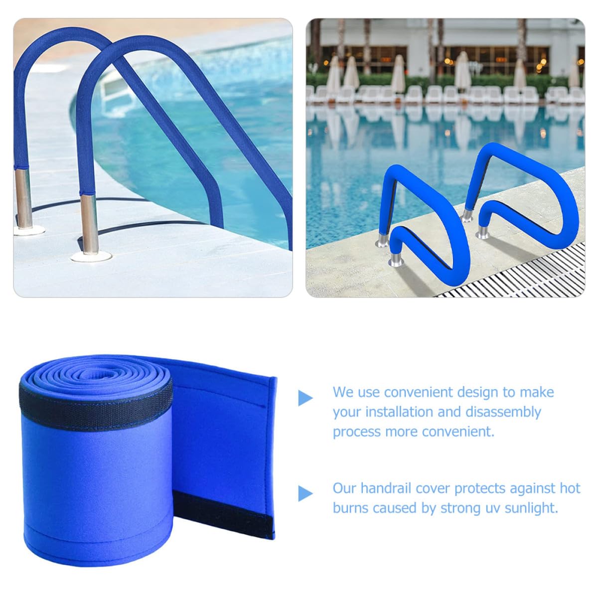 SHINEOFI Handlauf Überzug aus Neopren Verstellbare Pool Handlaufabdeckung mit Anti Rutsch Funktion für Schwimmbecken und Leiter als Poolhandlauf Hülle