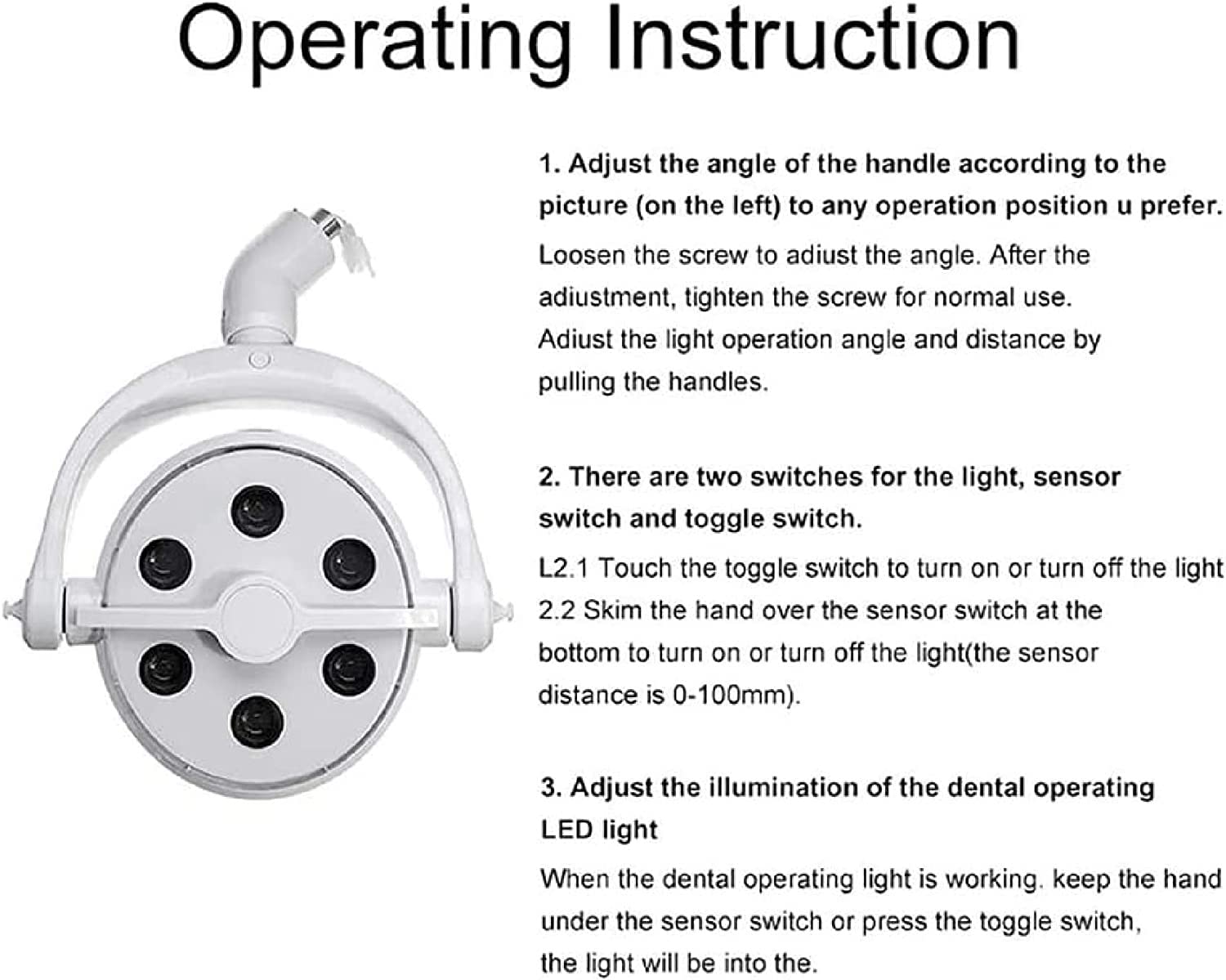Medizinische Untersuchungsleuchten Zahnärztliche Orale Untersuchungsleuchte, Kaltlicht-Deckensensor-Schattenlose Lampe Mit 6 Hochleistungs-LEDs, for OP-Geräte Auf Behandlungsstühlen (Size : 22mm)