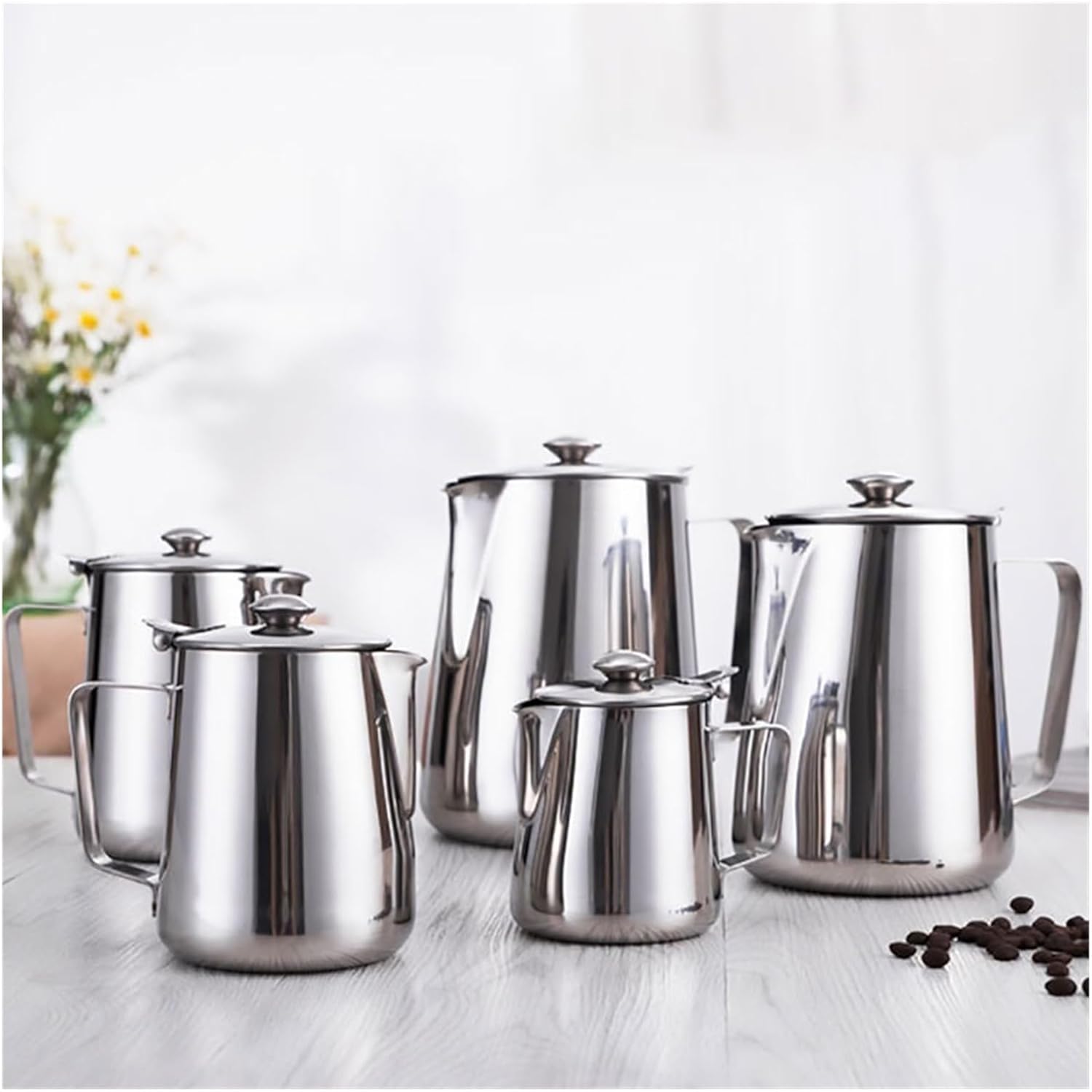 Stainless Steel Milk Frothing Pitcher With Lids Barista Kettle(350ml)