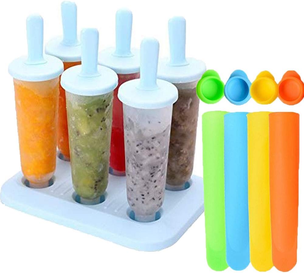 10 Pack Ice Lolly Moulds Set,Ice Lolly Maker,Loading Funnel Plus Silicone Popsicle Molds,Reusable DIY Frozen Ice Cream Pop Molds for Kids