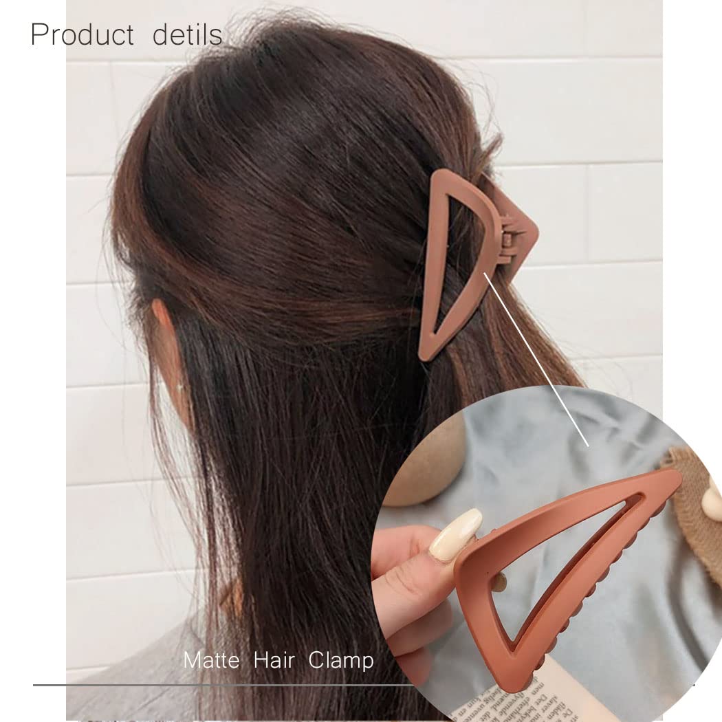 IYOU French Matte Hair Claw Green Triangle Plastic Hair Claw Clips Medium Nonslip Outdoor Hair Jaw Clips for Women and Girls(3Pcs) - Image 3