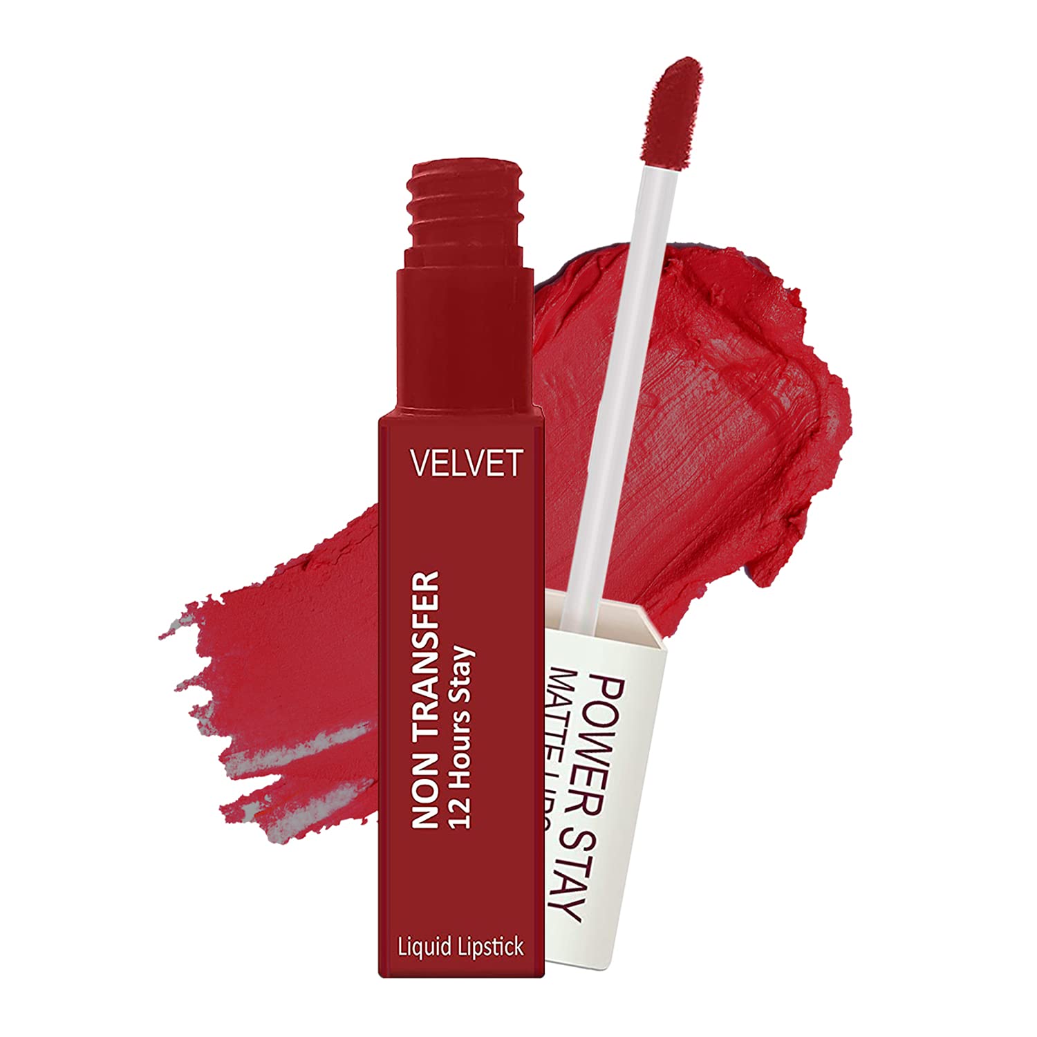 Krayons Power Stay Nontransfer 12hrs Stay Matte Liquid Lipstick, Mask Proof, Smudgeproof, Longlasting, 4ml (Red Rush)