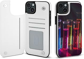 Wallet Case for iPhone 15 Plus, Chemistry Test Tube Prints Flip PU Leather Magnetic Shockproof Phone Case Cover with Card Holder