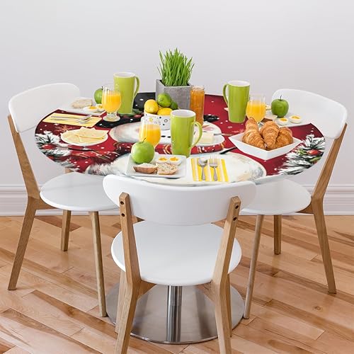 Vista 356 de Pardick Mantel redondo elástico con diseño de hojas de otoño, mantel redondo ajustable de 36 a 42 pulgadas, mantel circular impermeable, lavable