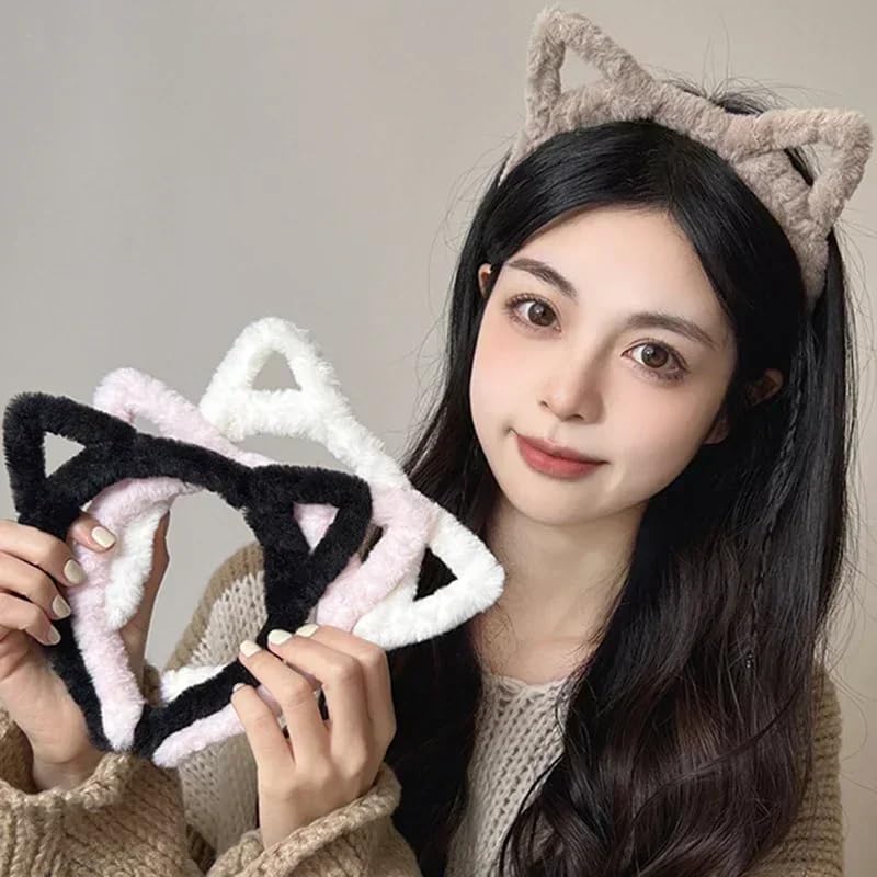 mdgfge 4Pcs Furry Cat Headband with Cat Ears Headwear Hair Accessories for Women Girls Cat Costume Lolita Cosplay Festival Party Supplies Decoration