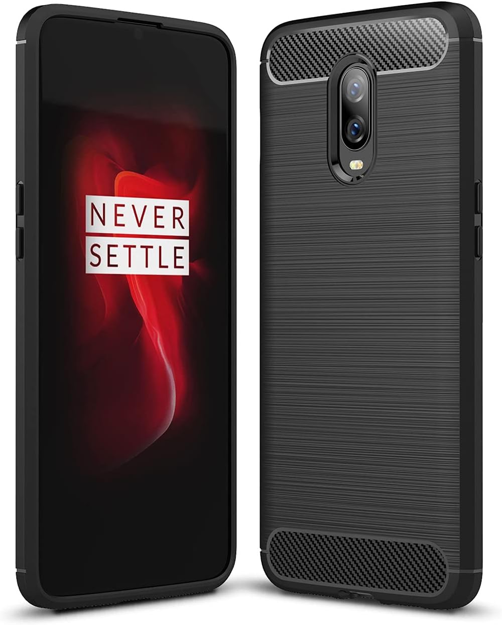 Case for Oneplus 6T Case, Carbon Fiber Shock Absorption Slim Case for Oneplus 6T (Black)