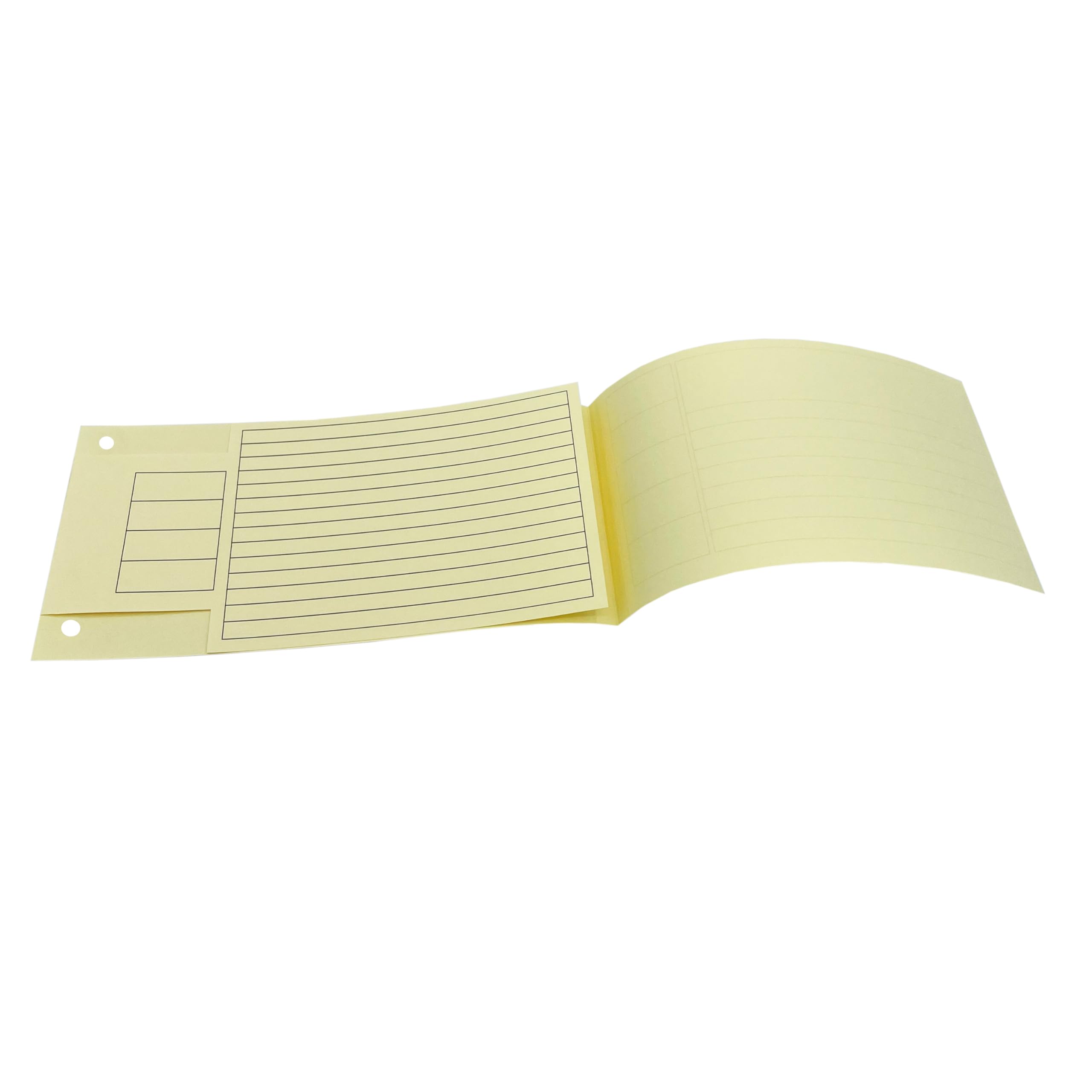 Ordnerbanderolen 250 Stück, Gelb | Farbig (Gelb, Grün, Blau, Rot), 90 g/m² Buchungspapier, 2-Loch Abheftung, 61,3 × 10,5 cm offen