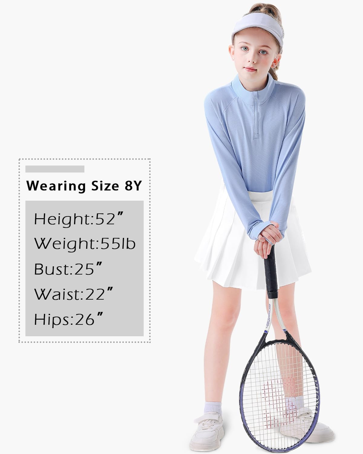 Soneven Girls Long Sleeve Golf Polo Shirts Quick Dry UPF50+ Equestrian Tennis Tops with Thumb Holes for Age 5-16 Years - Image 5