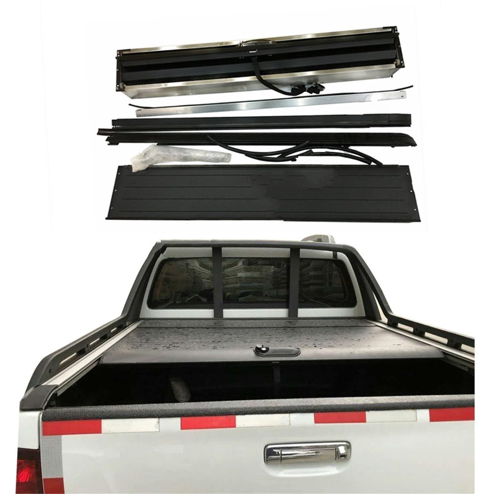 Schwarzer Roll- Und Lock-Rollendeckel Aus Aluminium, Abschließbarer Rollladen, Hintere Laderaumabdeckung, 4 X Für Ford Für Ranger T6 2012 Gepäckraumabdeckung