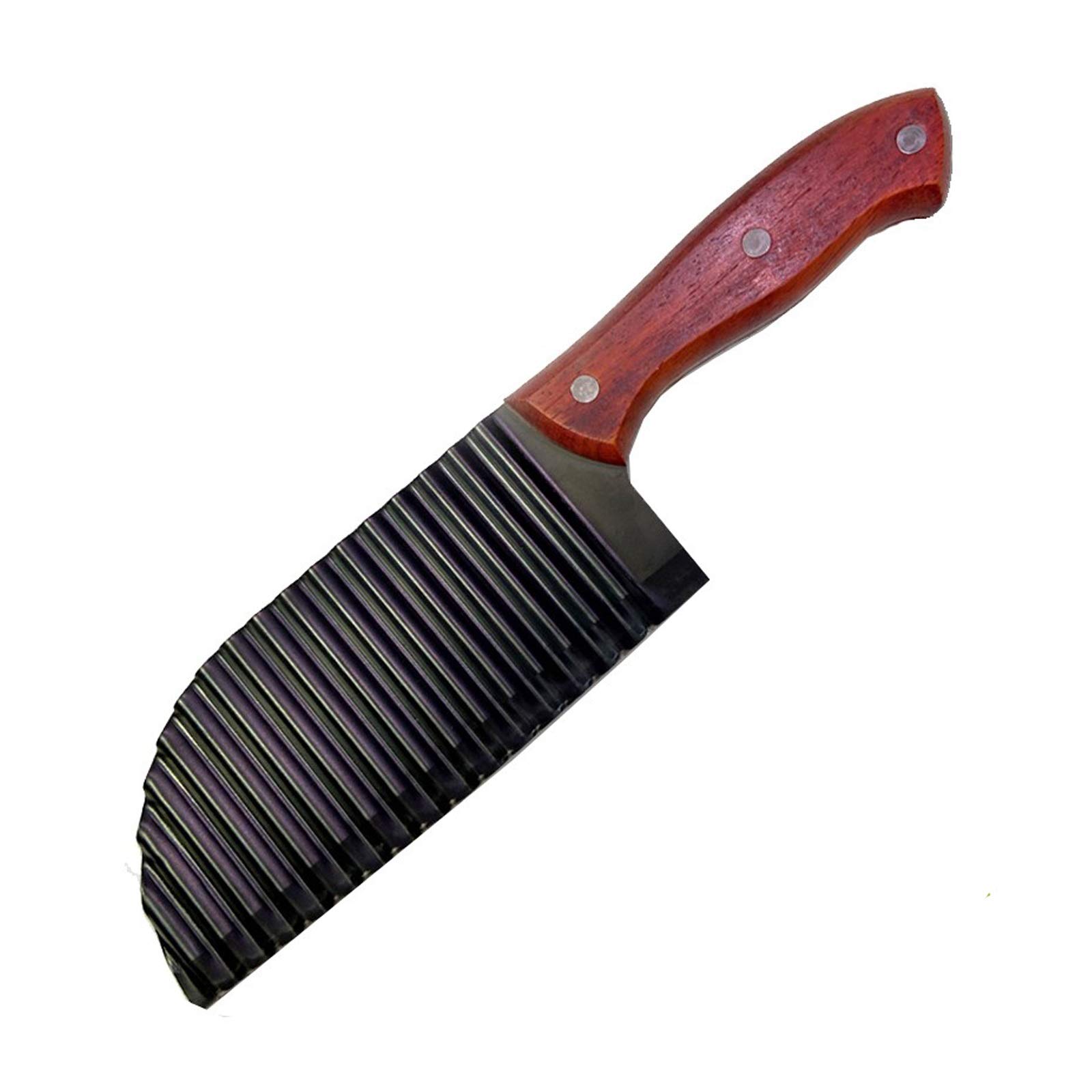 Cortador Batata Ondulada Suuker - Aço Inoxidável Cabo Madeira 18.5cm