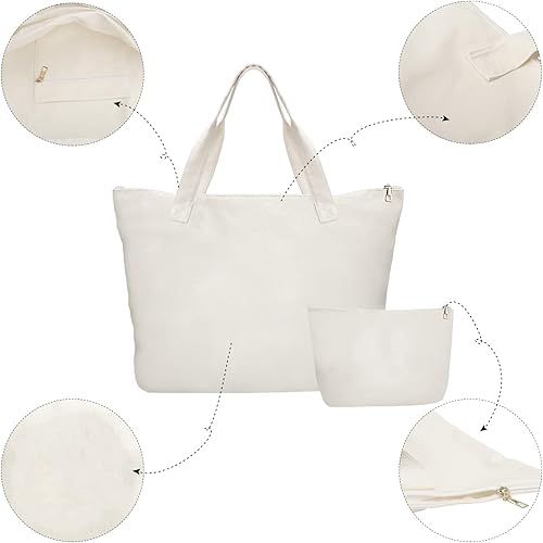 Miniatura 2 de Bolsa de lona personalizada con inicial con cremallera, bolsa de regalo con bolsillo interior y bolsa de maquillaje, gran regalo para mujeres, mamá,