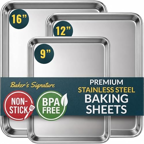 BakersSignature Stainless Steel Cookie Sheet Set 3-Piece