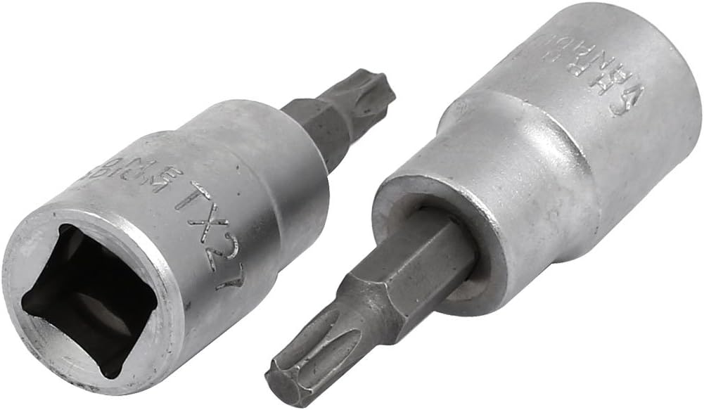 TX27 Torx Head 3/8-inch Square Chrome Vanadium Steel Drive Socket Adapter 2pcs