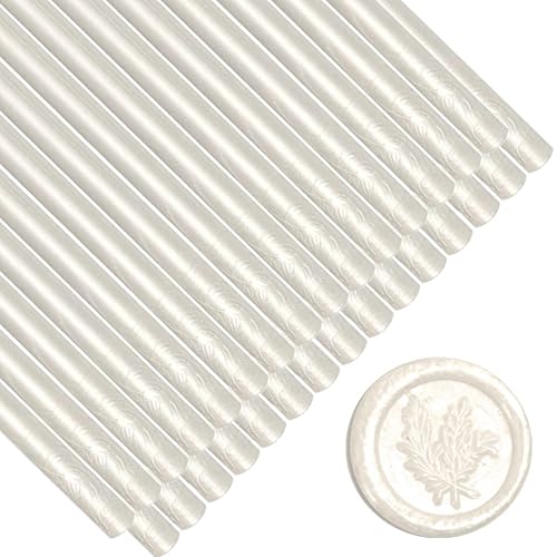 Barras de sellado de cera blanca perla, 26 unidades de pistola de pegamento, barras de sellado de cera blanca perla para sello de cera, invitaciones