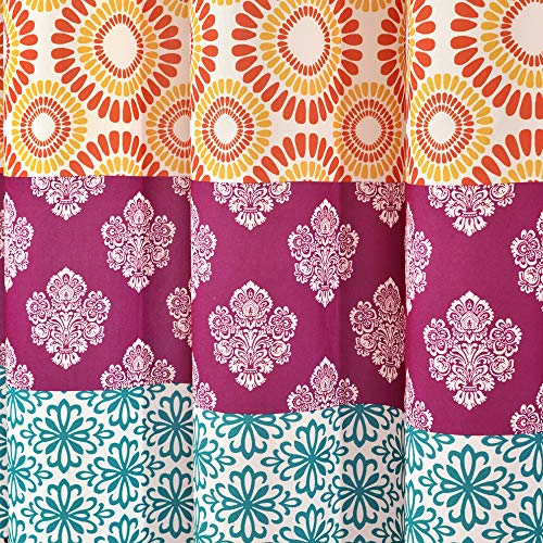 Image of Lush Decor Bohemian Stripe Shower Curtain, 72 inch W x 72 inch L, Fuchsia & Orange - Bathroom Curtain - Striped Shower Curtain - Boho Decor - Fabric Shower Curtains
