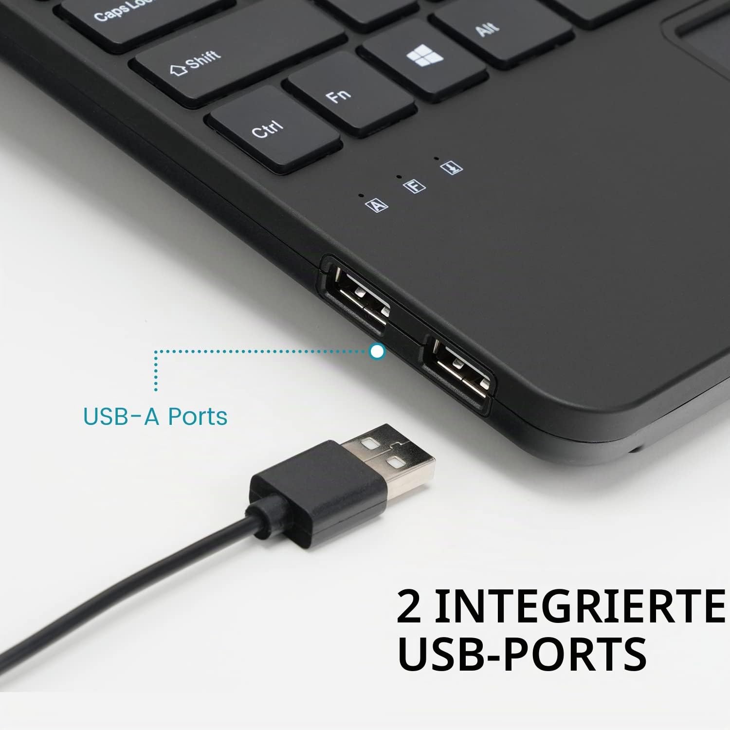 Perixx PERIBOARD-525 US, Wired Mini USB Keyboard with Touchpad - X Type Scissor Keys - 11.18x7.17x1.1 Inches - Build-in 2 USB Hubs - US English