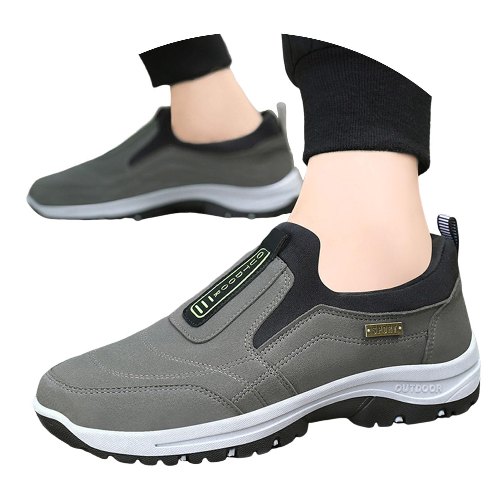 Zapatos para Caminar para Hombre, Zapatillas de Senderismo al Aire Libre, Zapatos de Senderismo sin Cordones para Hombre, Zapatos Ortopédicos, Zapatos Ligeros para el Trabajo