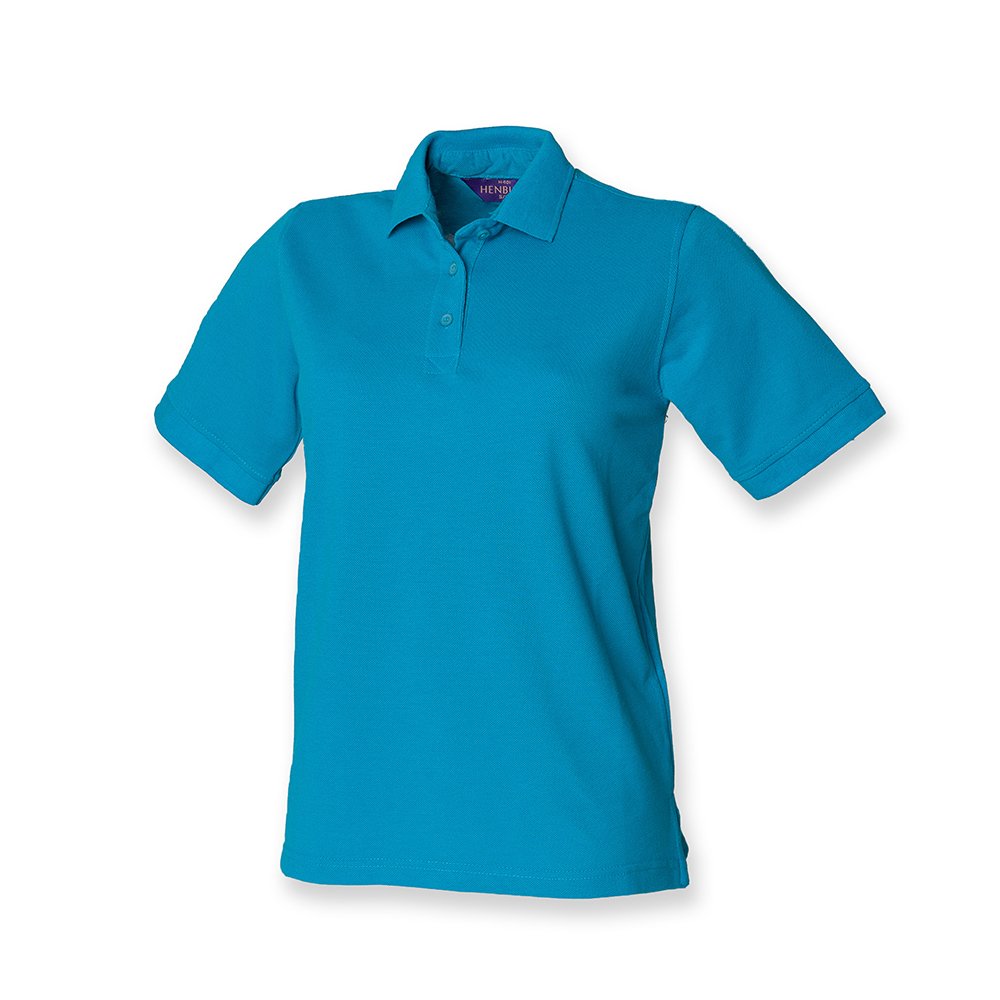 Henbury Ladies Pique Polo Shirt : Color - Turquoise : Size - 8