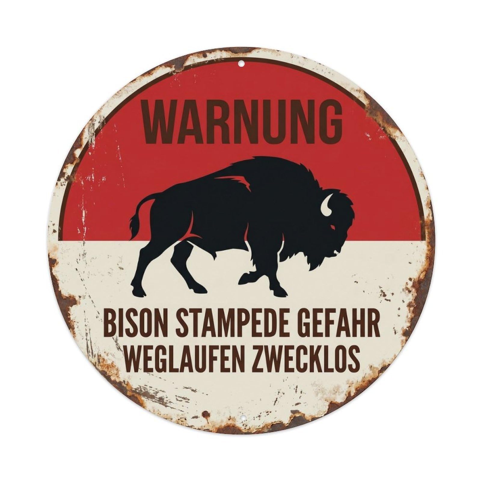 Vintage Grumpy Bison Stampede Risk Metal Tin Sign Plaque