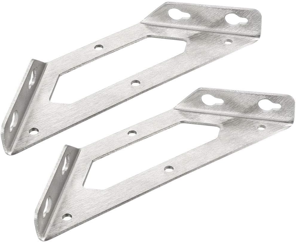uxcell Shelf Angle Bracket Joining Support Corner Brace, 105mm x 105mm,Stainless Steel Silver Tone, 4Pcs